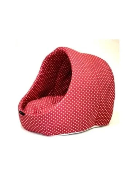 Yıldızlı Kırmızı Kedi Mağara Yuvası, 40-50 cm ürün görseli 1