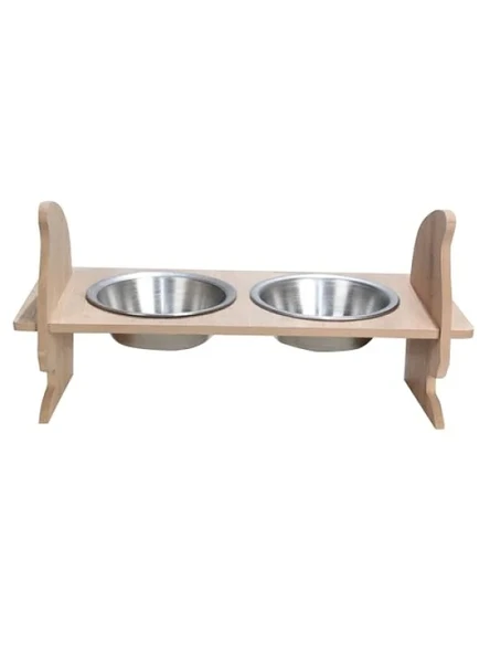 Ahşap Kedi Kafalı Mama Kabı - 2'li Set ürün görseli 1
