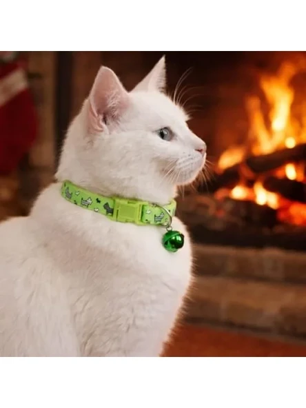Ayarlanabilir Zilli Kedi Boyun Tasması - Yeşil ürün görseli 1