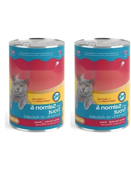 Somon ve Alabalık Gravy Soslu Yetişkin Kedi Konservesi, 400 Gr, 2'li Paket ürün görseli 1