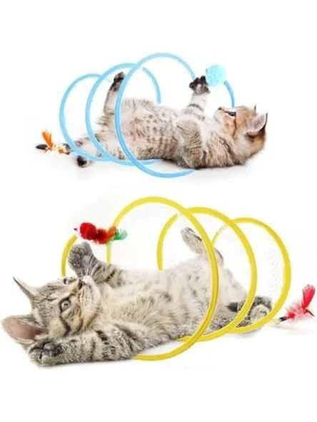 Renkli Katlanır Kedi ve Köpek Oyun Tüneli, Eğlenceli ve Uzun ürün görseli 1