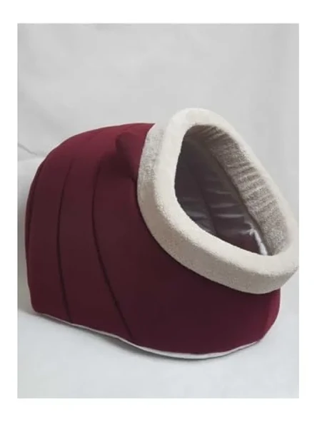 Bordo Polar Kulaklı Kedi ve Küçük Irk Köpek Yatağı, XL ürün görseli 1
