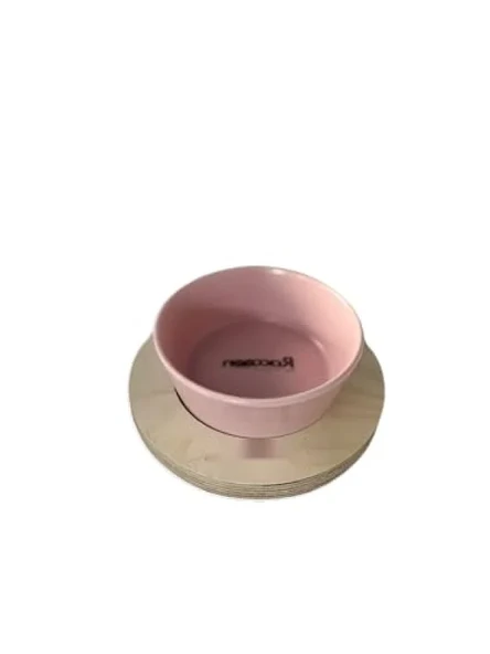 13 Cm Tek Tablalı Pembe Seramik Mama ve Su Kabı ürün görseli 1
