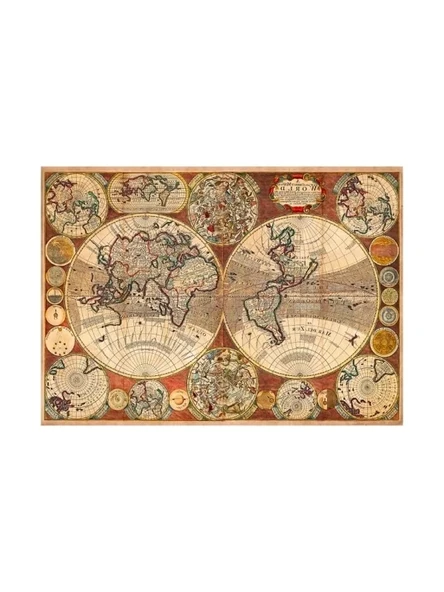 1000 Parça Eski Dünya Haritası Puzzle - Resim 2