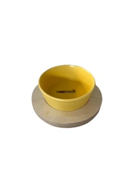 Hardal Renkli 13 Cm Tek Tablalı Seramik Mama/Su Kabı ürün görseli 1