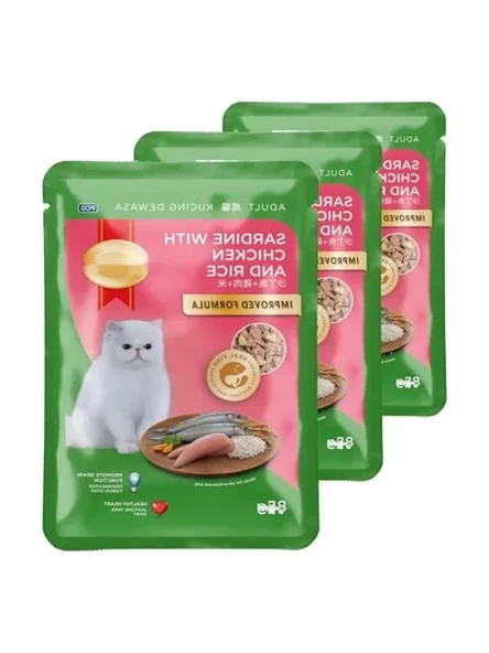 Tavuk ve Pirinçli Yaş Mama, 85 gr (3 Paket) ürün görseli 1