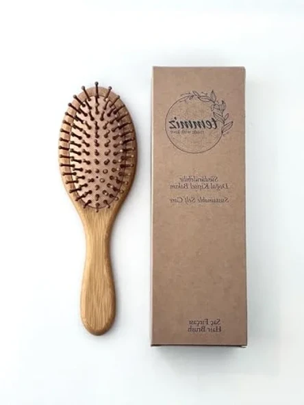 Sürdürülebilir Bambu Saç Fırçası ve Tarak Seti ürün görseli 1