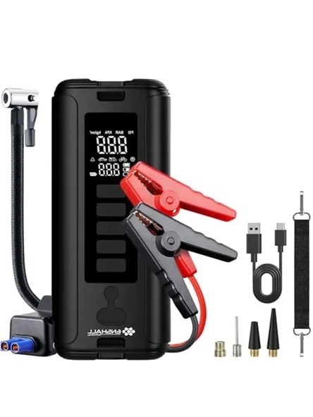 12000mAh Güçlü LED Işıklı Powerbank - Araç Motoru ve Lastik Şişirme İşlevi ürün görseli 1