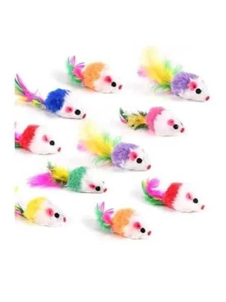 Renkli Tüylü Kedi Oyuncağı, 10.5 cm, 3 Adet Set ürün görseli 1