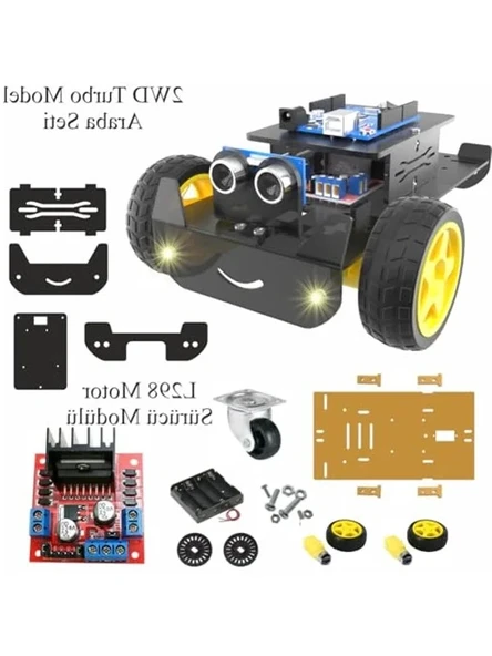 2WD Robot Araba Seti, 317 Parça ile STEM Kodlama Eğitimi - Resim 2