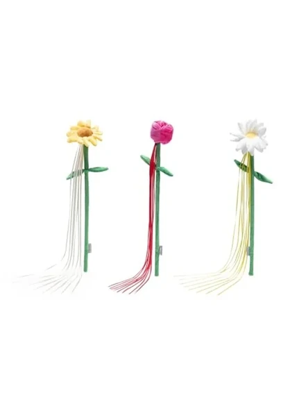 Çiçek şeklinde peluş kedi oltası, 45x6x3 cm boyutunda ürün görseli 1