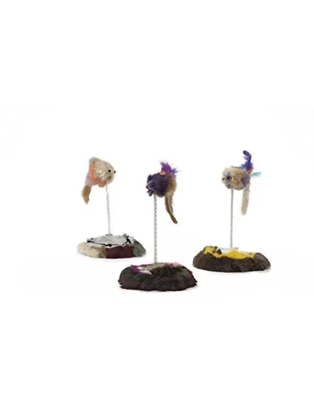 Tüylü Fare Kedi Oyuncağı, Çeşitli Renklerde, 14,5x14,5x28cm ürün görseli 1
