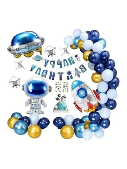 Uzay Temalı Balon Seti, Doğum Günü ve Parti Dekorasyonu İçin ürün görseli 1