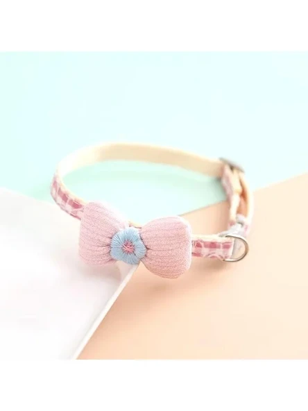 Ayarlanabilir Fiyonklu Kedi Tasması - Açık Pembe, Hafif ve Rahat ürün görseli 1