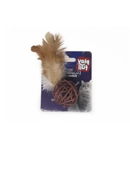 Tüylü Zilli Top Şeklinde Kedi Oyuncağı, 20 cm ürün görseli 1