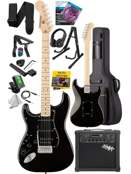 SSH manyetik, 25W amplili elektro gitar seti, maple klavye - Resim 2