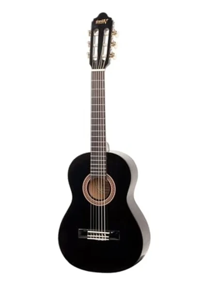 Siyah klasik gitar seti, kılıf ve yedek tel ile ürün görseli 1