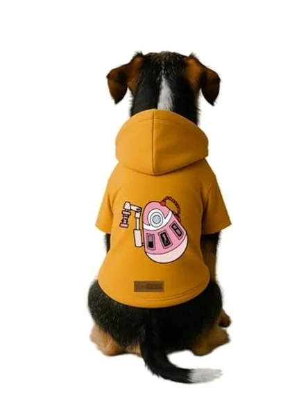 Baskılı Sarı Kapüşonlu Köpek ve Kedi Kıyafeti - S ürün görseli 1