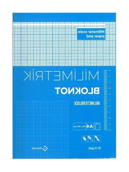 Mavi Milimetrik A4 Defter - 30 Yapraklı Çizim Seti ürün görseli 1