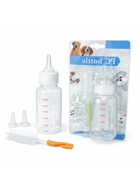 120 ml Yavru Kedi ve Köpekler İçin Besleme Şişesi Seti, 2 Yedek Emzik ürün görseli 1