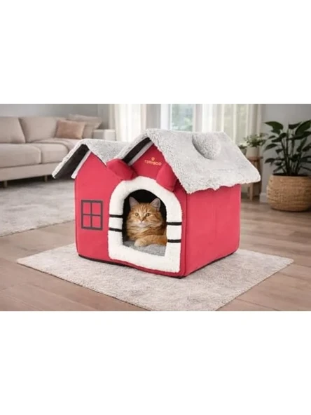 Kırmızı Katlanabilir Kedi Evi ve Küçük Irk Köpek Yatağı, Taşınabilir ürün görseli 1
