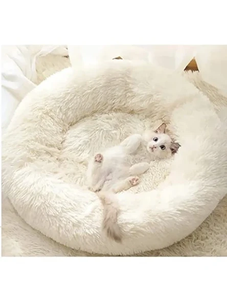 Beyaz Polar Kedi Yatağı, Yumuşak ve Rahat Uyku Alanı Sunar ürün görseli 1