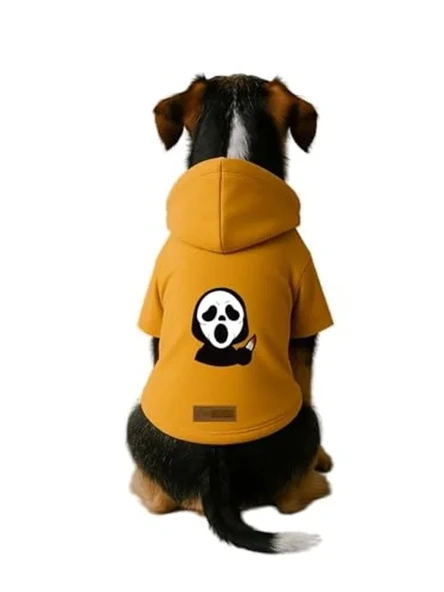 Baskılı İçi Polarlı Köpek Ve Kedi Kıyafeti & Elbisesi - Sarı Renk Kapüşonlu Hoodie B9A84 Xs ürün görseli 1