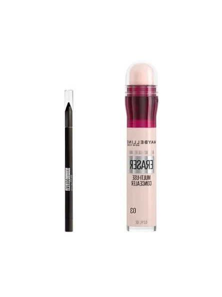 Maybelline New York Instant Anti Age Eraser Kapatıcı 03 Fair & Mini Tattoo Liner Gel Pencil Makyaj Seti ürün görseli 1
