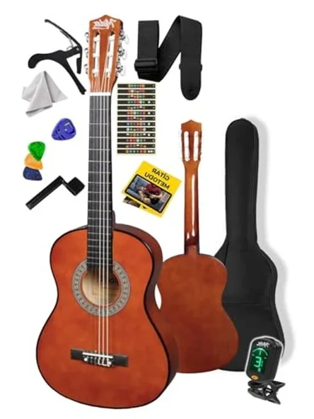 Midex CG-36BRW-PAK Kaliteli 36 İnç 3/4 Juniur Çocuk Gitarı 8-12 Yaş Arası (Tuner Çanta Capo Askı Nota Sticker Pena Metod) ürün görseli 1