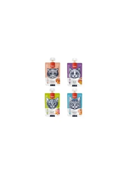 4 Çeşit Kedi Et Ezmesi, 90 Gr X 4 Adet Lezzetli ve Çeşitli Atıştırmalık ürün görseli 1