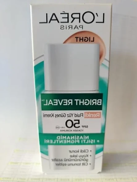 L'Oreal Paris Bright Reveal Spf 50+ Koyu Leke Karşıtı Renkli Fluid Günlük Yüz Güneş Kremi 50 ml - Light ürün görseli 1