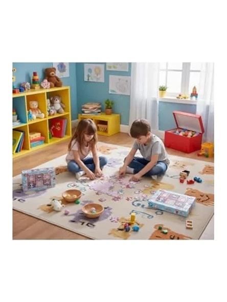 Kolaj Temalı 200 Parça Pembe Puzzle Yapboz - Resim 2