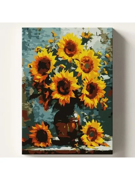 Sayılarla Boyama Tuval Seti, Ayçiçek Temalı 40x50 cm ürün görseli 1
