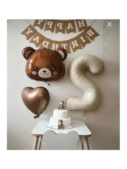 2 Yaş İçin Sevimli Ayıcık Folyo Balon Seti ürün görseli 1
