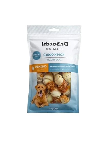 Dr. Premium Tavuk Sargılı Beyaz Sığır Derisi Düğüm Kemik Tahılsız Köpek Ödülü 2” 12-13 Gr 8'li ürün görseli 1
