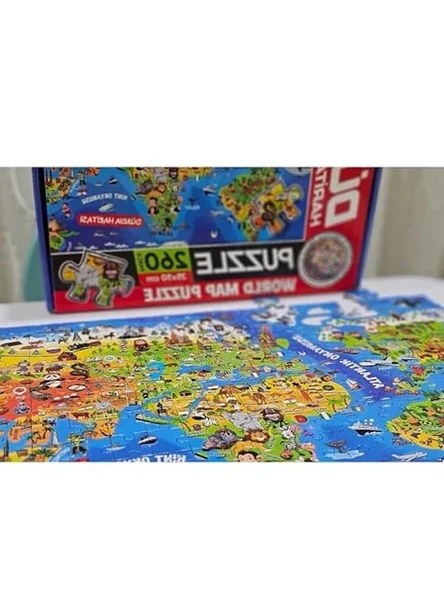 Dünya Haritası Temalı Eğlenceli Puzzle Seti - Resim 3
