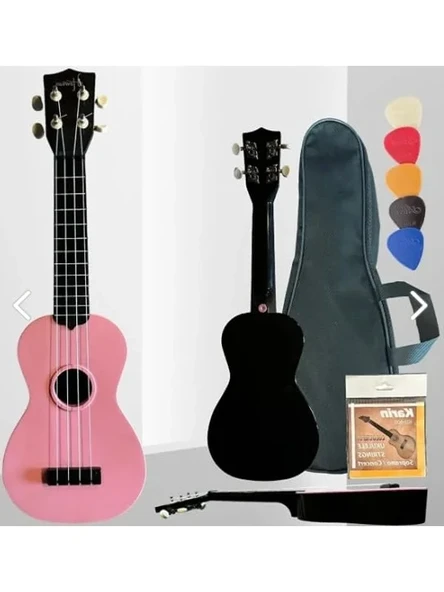 4 Telli Pembe ABS Ukulele Seti, Kılıf ve Pena ile ürün görseli 1