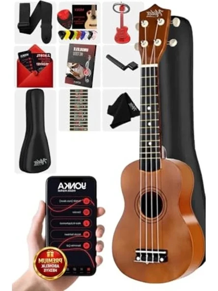 Kahverengi Soprano Ukulele Seti, Askı Çanta ve Pena ile Birlikte ürün görseli 1