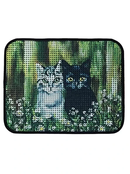 Elekli Desenli Kedi Tuvalet Önü Paspası, 60 x 45 cm ürün görseli 1
