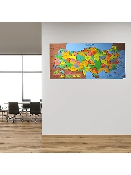 118 x 56 cm Renkli Türkiye Haritası Manyetik Duvar Stickerı ürün görseli 1