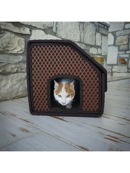 Kahverengi Dış Mekan Yağmura Dayanıklı Kedi Evi ürün görseli 1