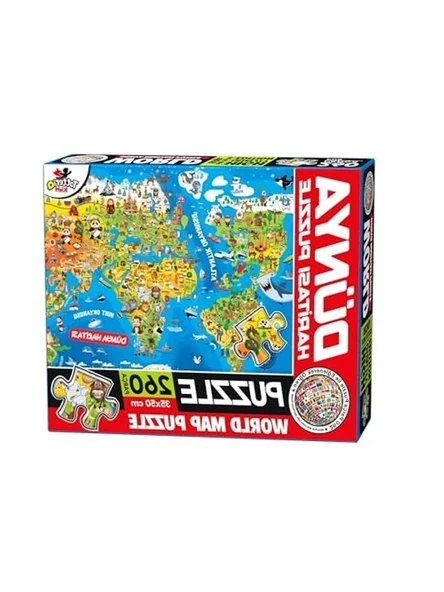 Dünya Haritası Temalı Eğlenceli Puzzle Seti ürün görseli 1