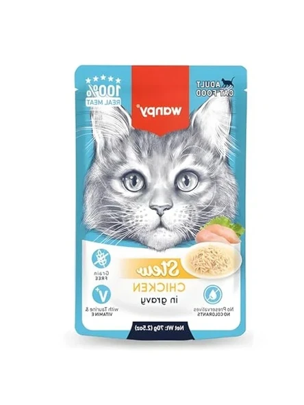 70 gramlık tavuklu yaş kedi maması, 10 adet paket ürün görseli 1