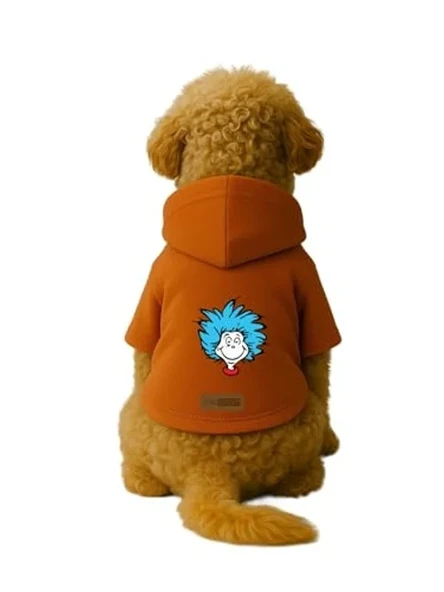 Baskılı İçi Polarlı Köpek Ve Kedi Kıyafeti & Elbisesi - Turuncu Renk Kapüşonlu Hoodie B07A6 3Xl ürün görseli 1