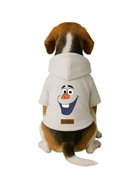 Baskılı İçi Polarlı Köpek Ve Kedi Kıyafeti & Elbisesi - Beyaz Renk Kapüşonlu Hoodie B5Bb6 5Xl ürün görseli 1