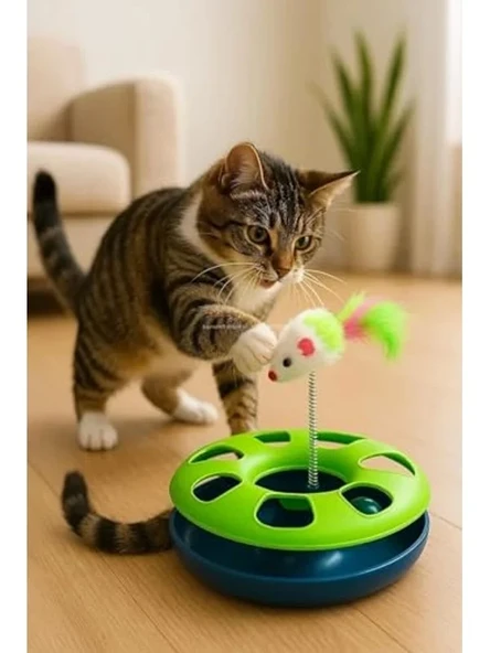 Yaylı Fareli Kedi Çember Oyuncağı, Eğlenceli Aksesuar ürün görseli 1