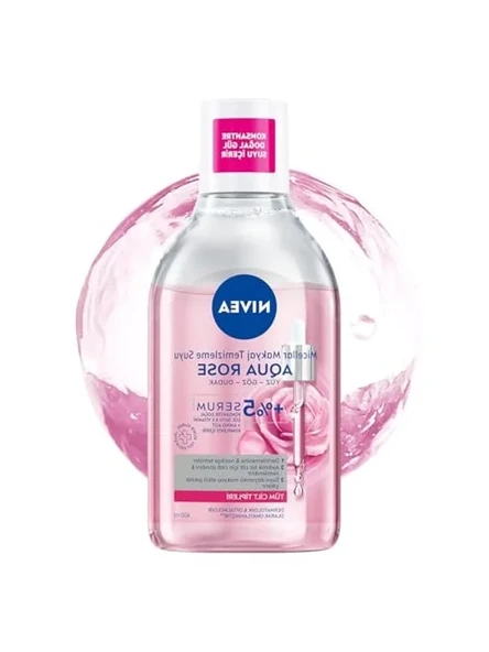 NIVEA Aqua Rose Gül Suyu ve Serum İçeren Çift Fazlı Micellar Makyaj Temizleme Suyu 400ml,Yüz Göz Dudak, SPF Filtrelerini Temizler ürün görseli 1