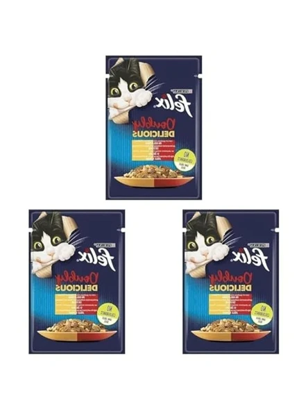 Sığır ve Tavuk Etli Çifte Lezzet Yaş Kedi Maması - 85 g, 3'lü Paket ürün görseli 1