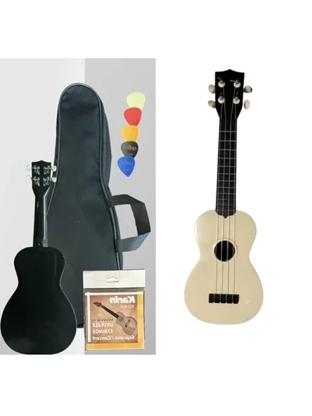 4 Telli Soprano Ukulele, Bej Renk, Çanta ve Pena Seti ile ürün görseli 1