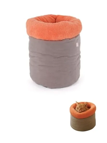 80x60x3 cm ebatlarında modern kedi ve köpek mağara yatağı, serin mat kılıf ile ürün görseli 1